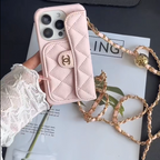 iPhone - Luxury Quilted Crossbody Wallet Case with Chain Strap