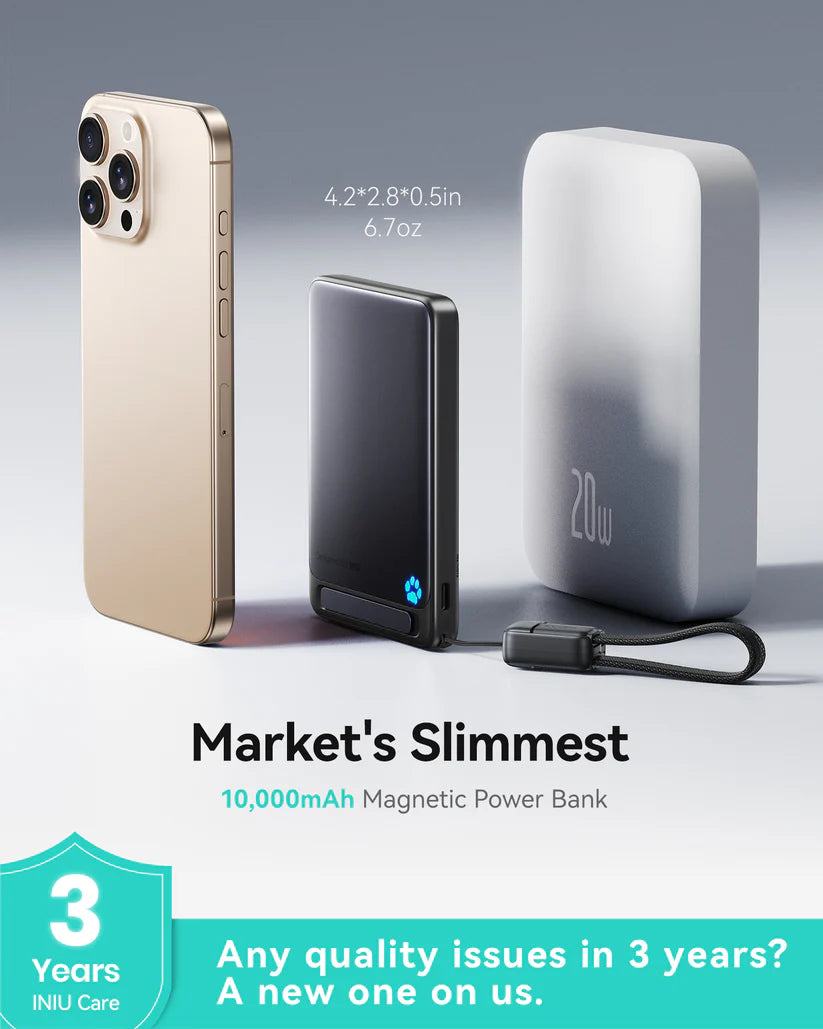 10,000 mAh Ultra Thin MagSafe Wireless Power Bank