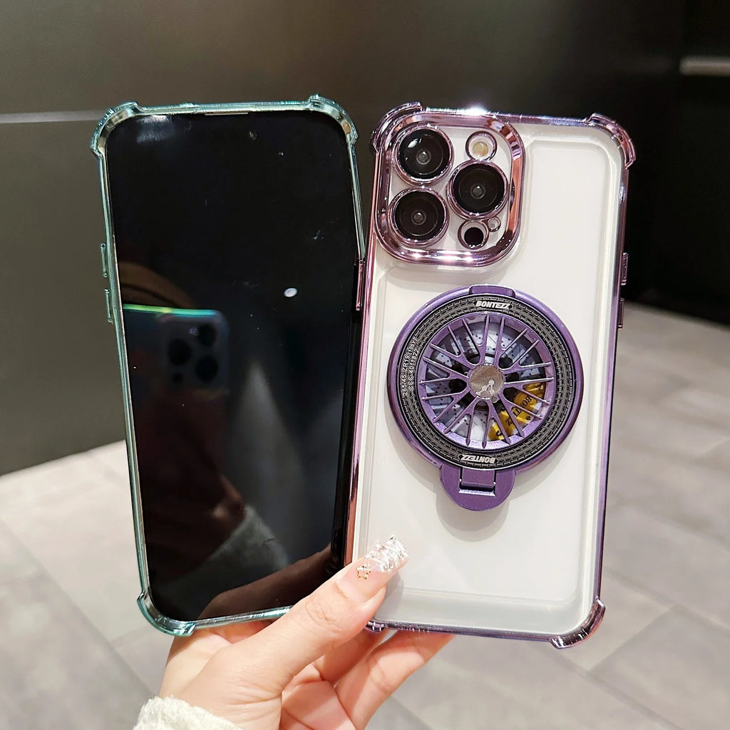 iPhone - Gyro Magnetic Stand Transparent Phone Case