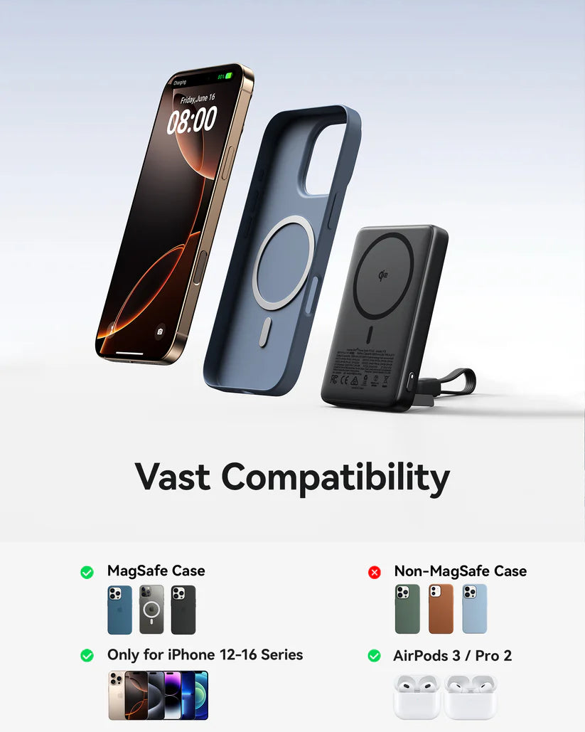 10,000 mAh Ultra Thin MagSafe Wireless Power Bank