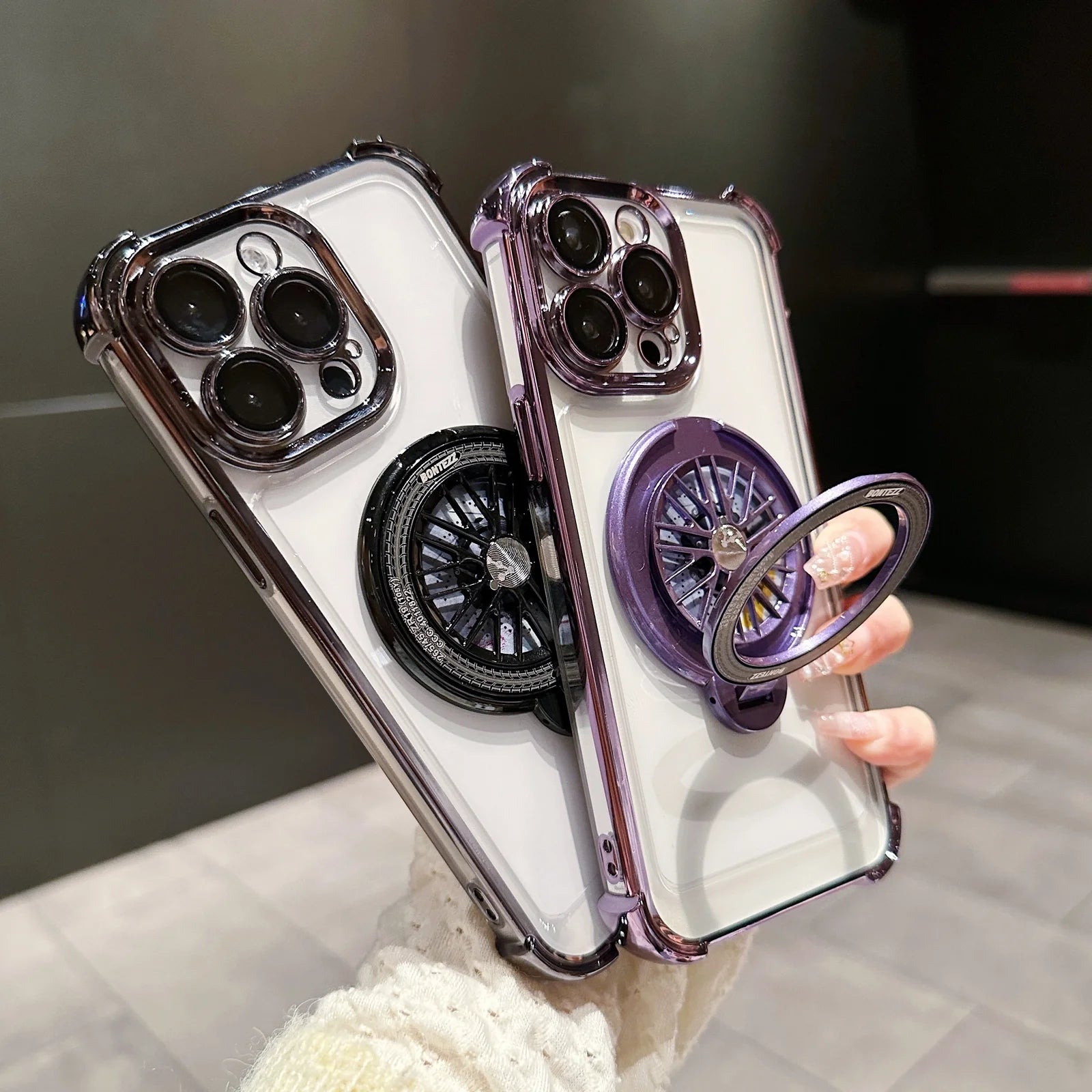 iPhone - Gyro Magnetic Stand Transparent Phone Case