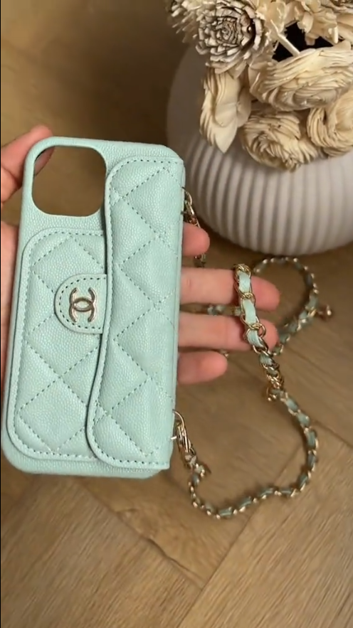 iPhone - Luxury Quilted Crossbody Wallet Case with Chain Strap