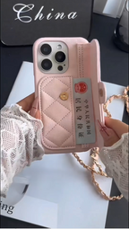 iPhone - Luxury Quilted Crossbody Wallet Case with Chain Strap