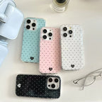 iPhone - Polka Dot Soft Case with Beaded Charm