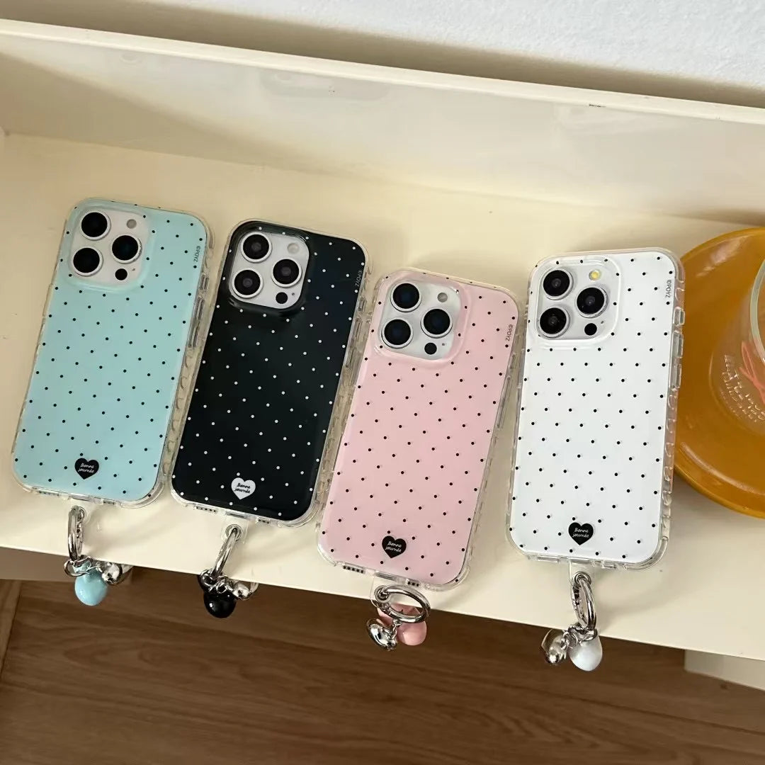 iPhone - Polka Dot Soft Case with Beaded Charm