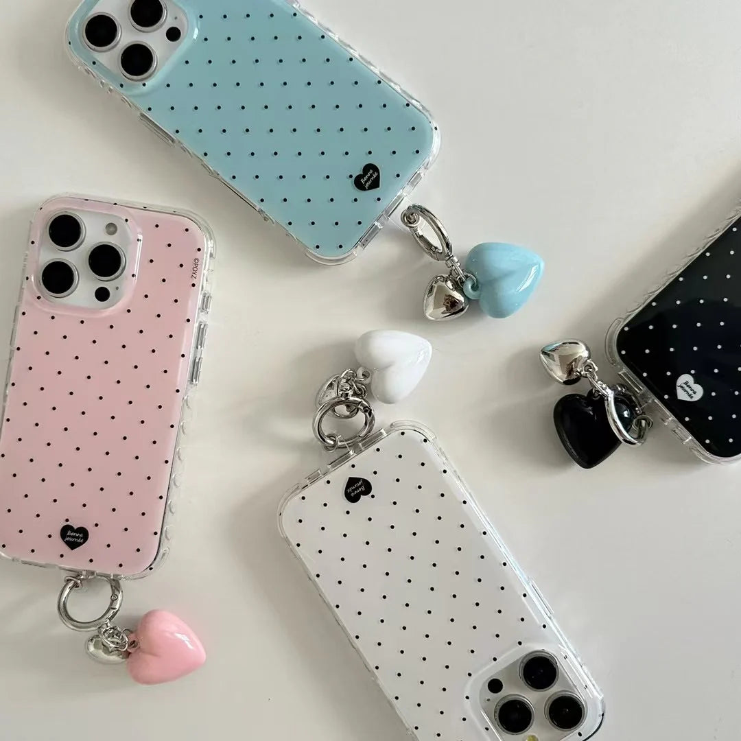iPhone - Polka Dot Soft Case with Beaded Charm