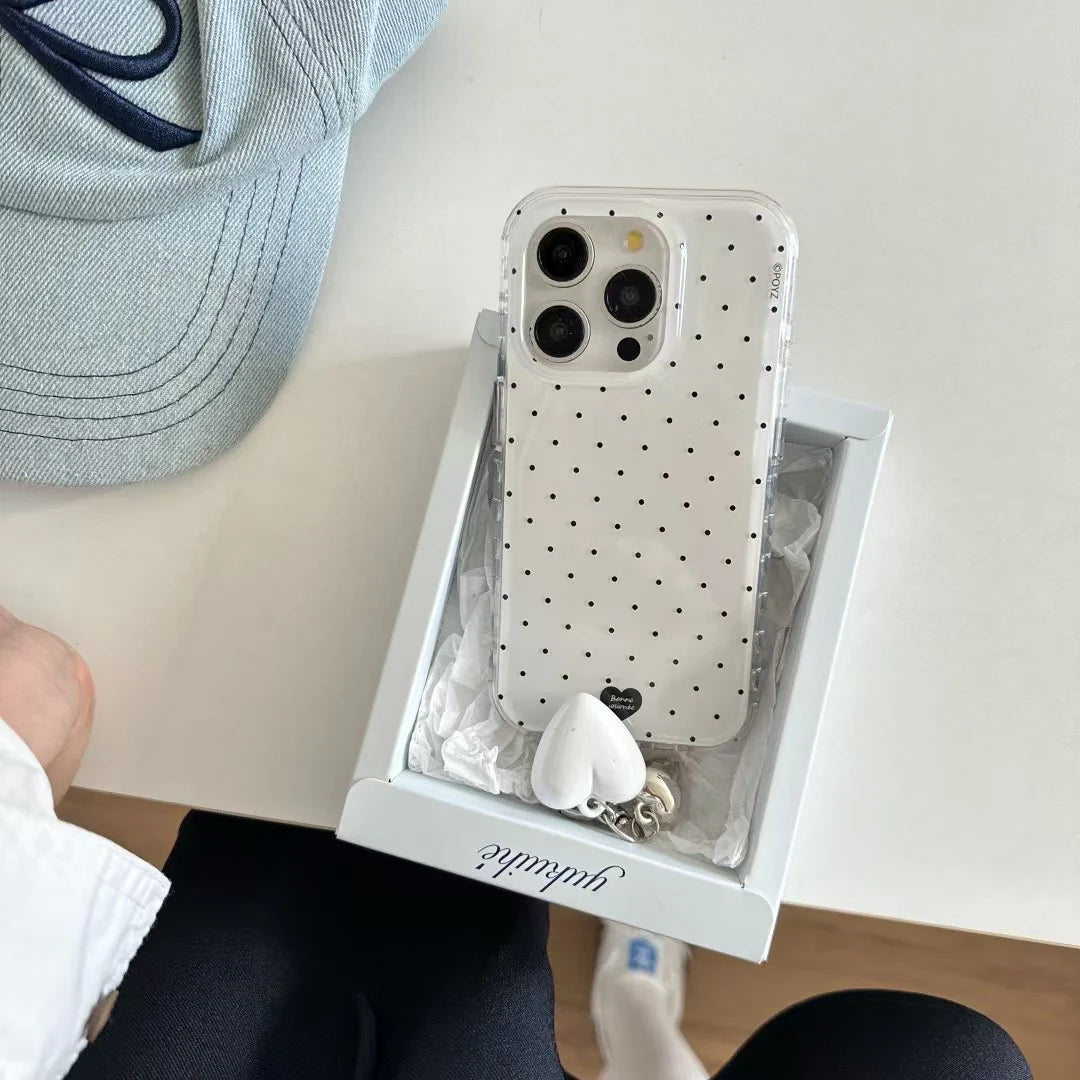 iPhone - Polka Dot Soft Case with Beaded Charm