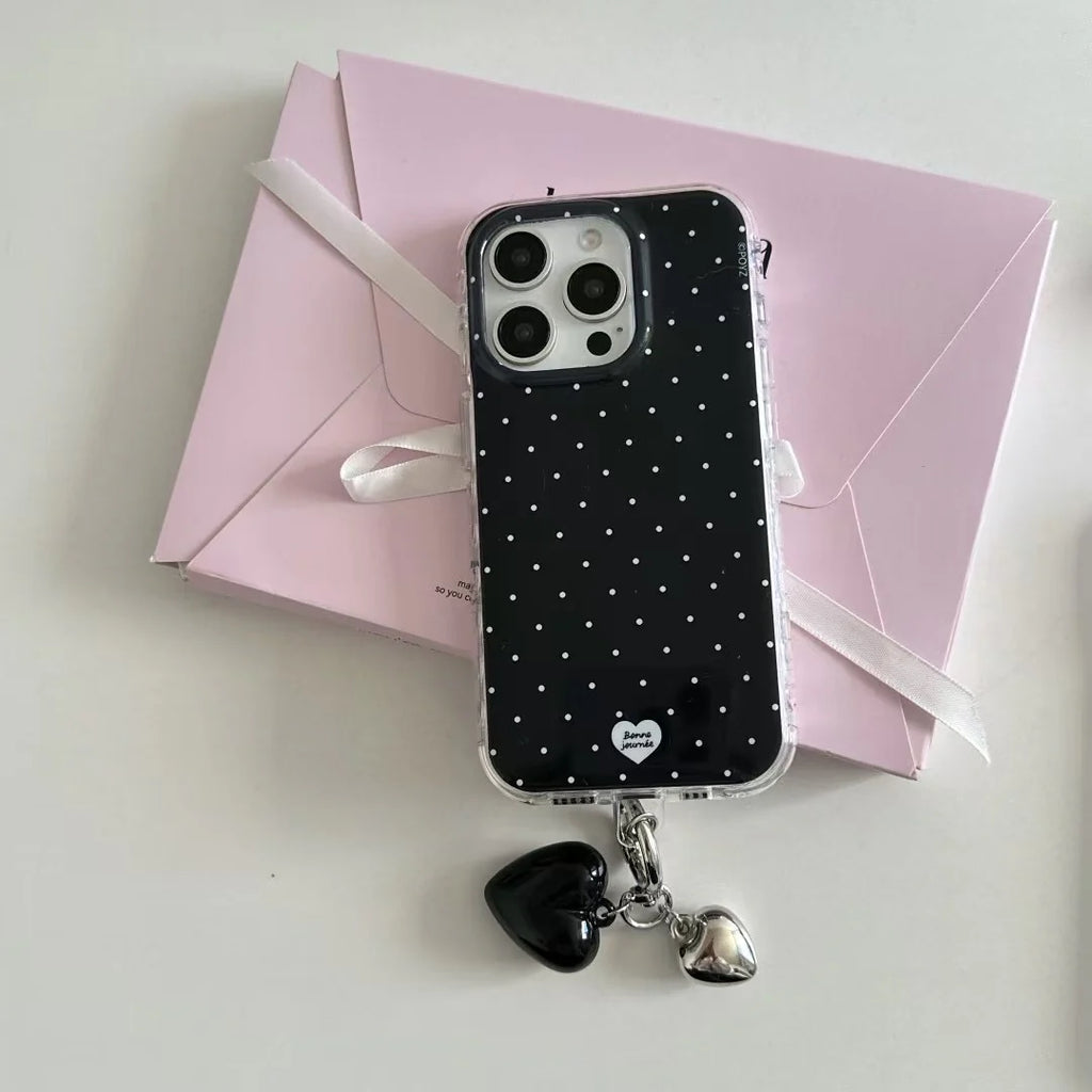iPhone - Polka Dot Soft Case with Beaded Charm