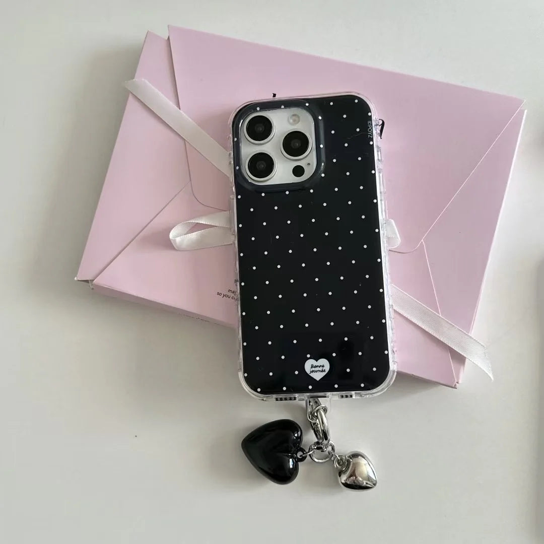 iPhone - Polka Dot Soft Case with Beaded Charm