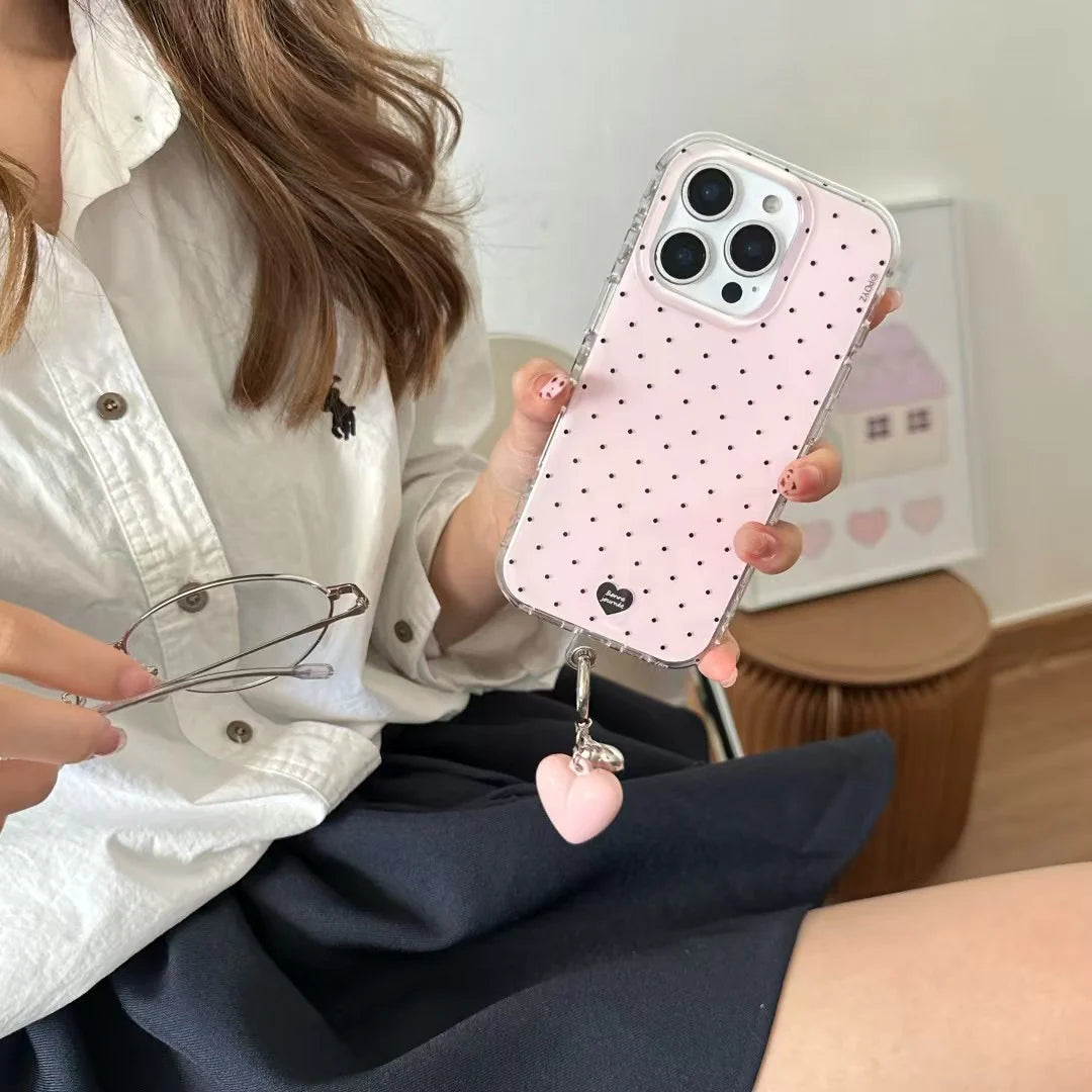 iPhone - Polka Dot Soft Case with Beaded Charm