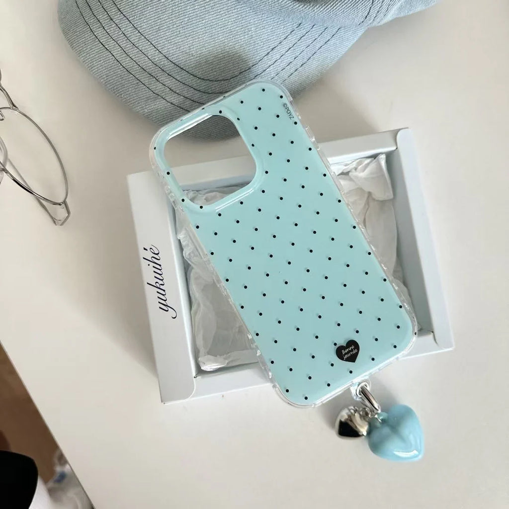 iPhone - Polka Dot Soft Case with Beaded Charm