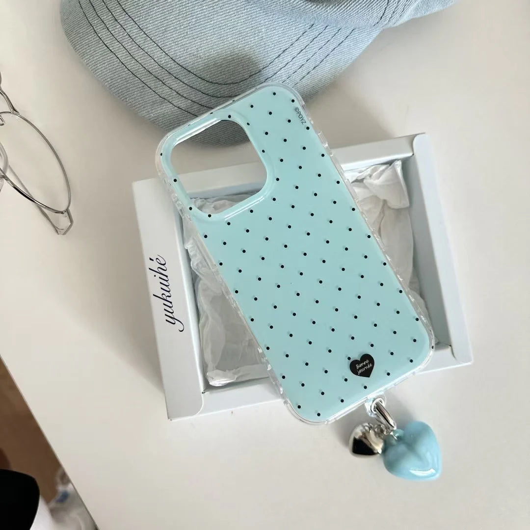 iPhone - Polka Dot Soft Case with Beaded Charm