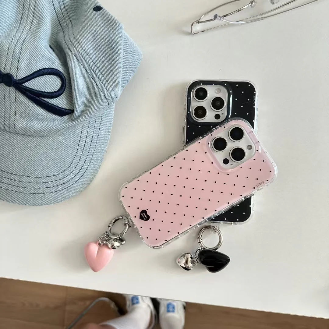 iPhone - Polka Dot Soft Case with Beaded Charm