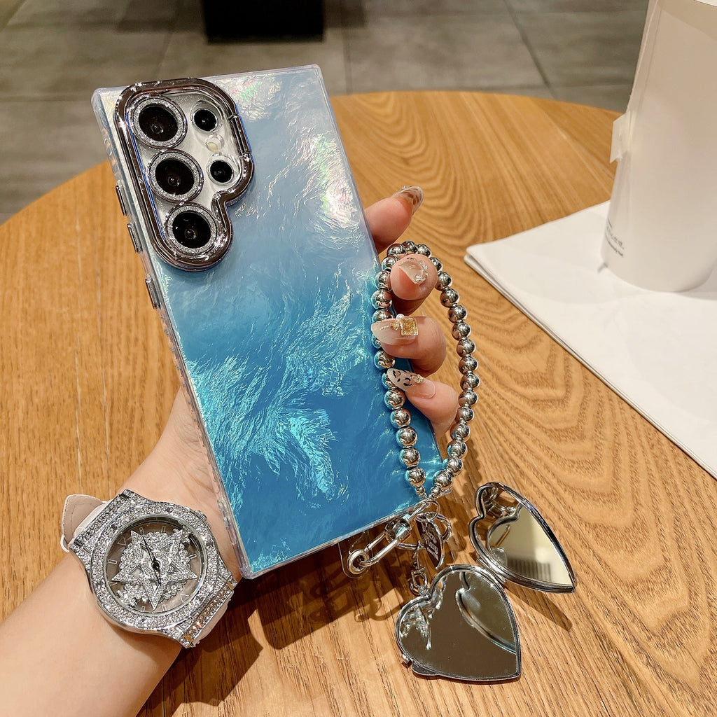 Galaxy S Series - Mirror Heart Stardust Charm Case With Lanyard