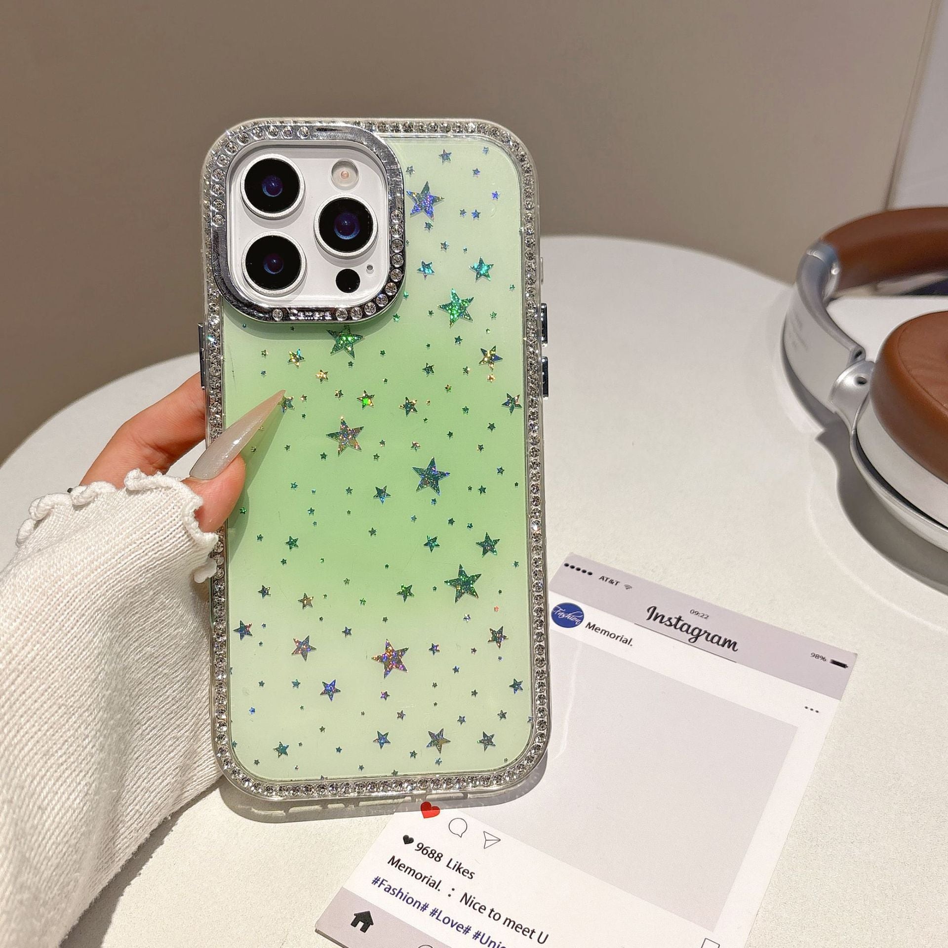 iPhone - Laser Star Case With Diamonds
