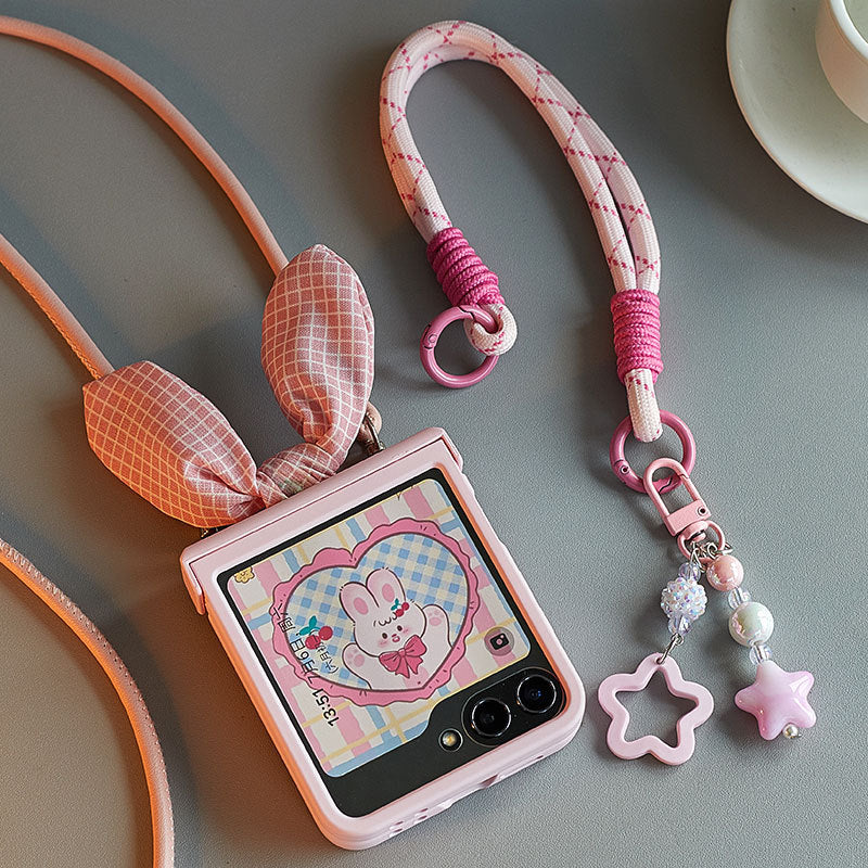 Galaxy Z Flip Series - Kawaii Bunny Phone Case with Bow & Strap