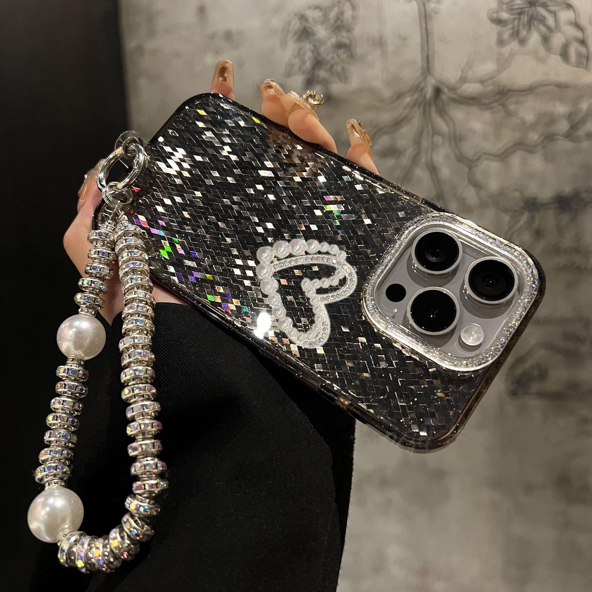 iPhone - Glitter Mosaic Case With Lanyard