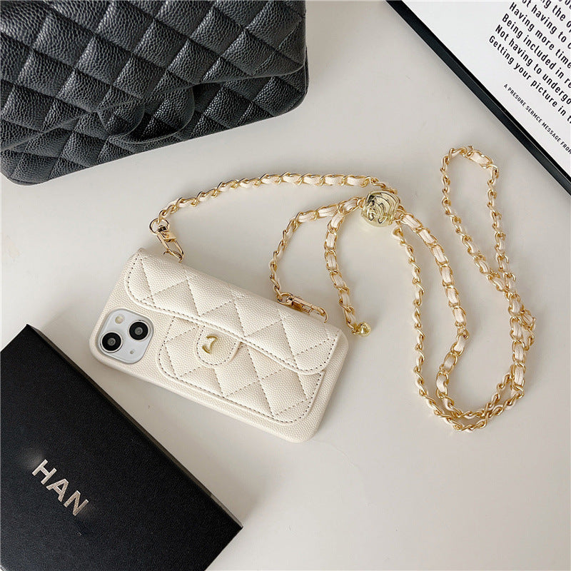 iPhone - Luxury Quilted Crossbody Wallet Case with Chain Strap