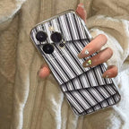 iPhone – Black & White Striped Layered Case