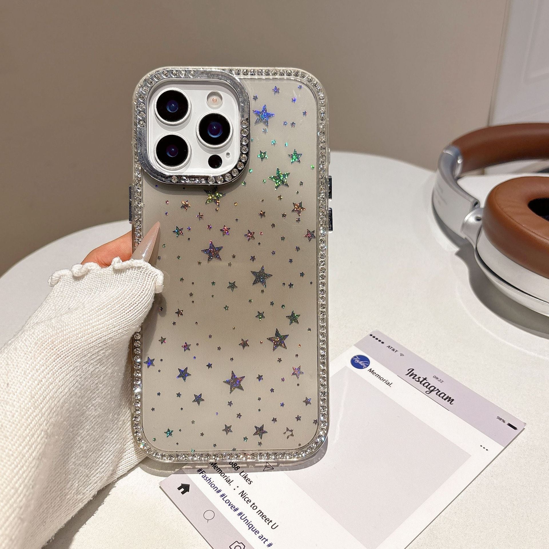 iPhone - Laser Star Case With Diamonds