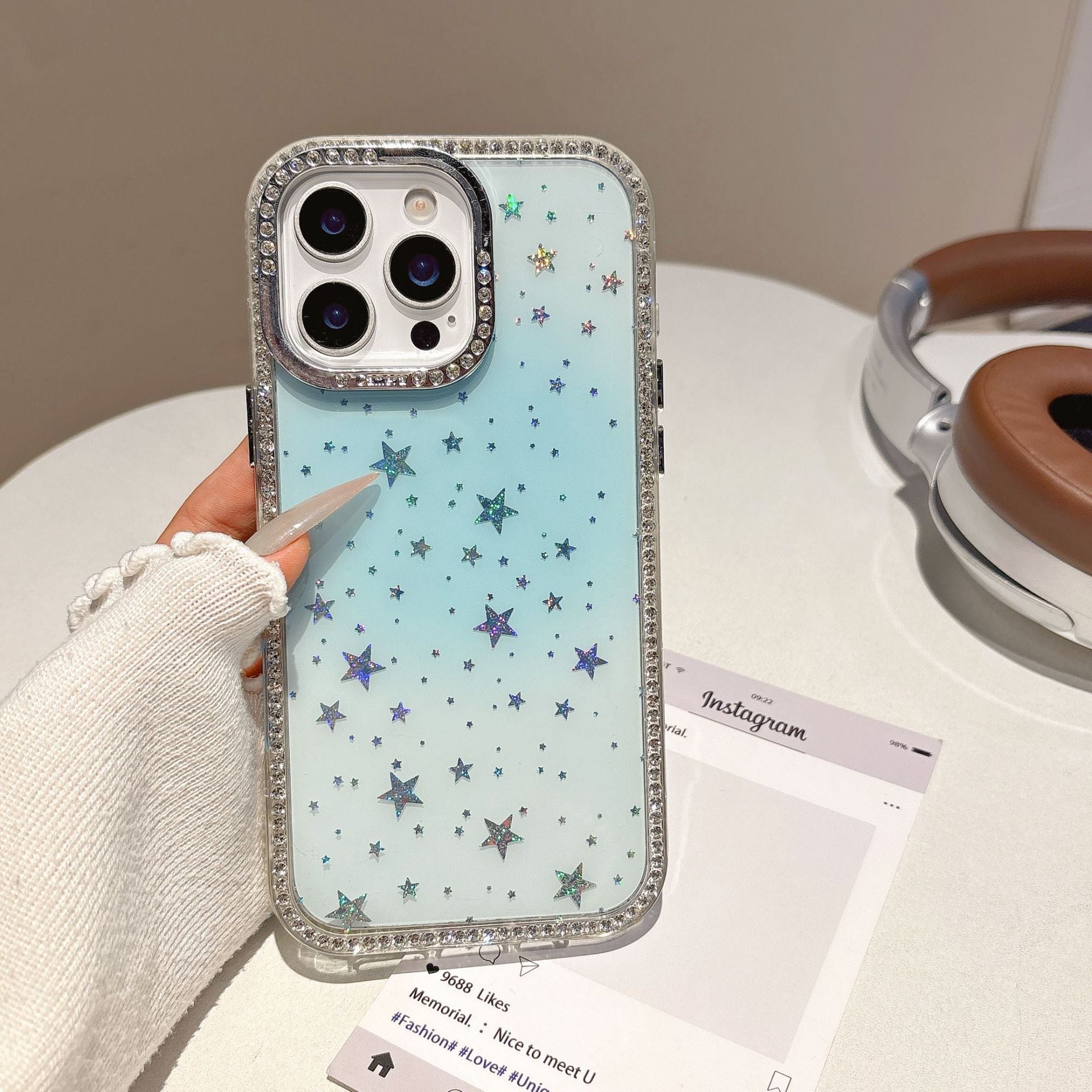 iPhone - Laser Star Case With Diamonds