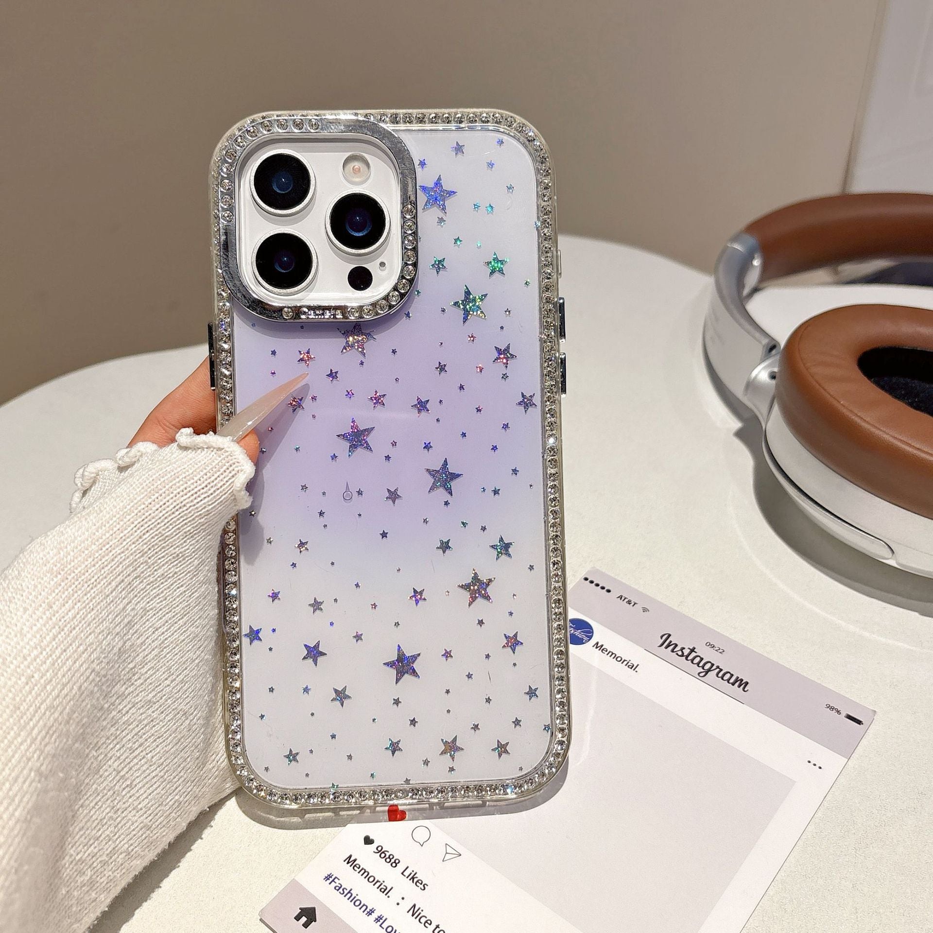 iPhone - Laser Star Case With Diamonds