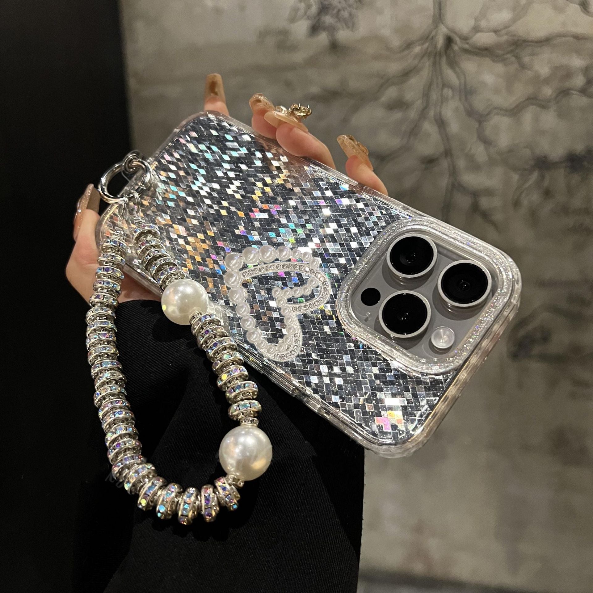 iPhone - Glitter Mosaic Case With Lanyard