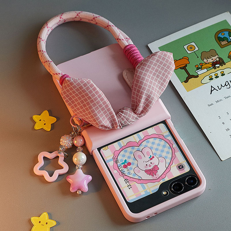 Galaxy Z Flip Series - Kawaii Bunny Phone Case with Bow & Strap