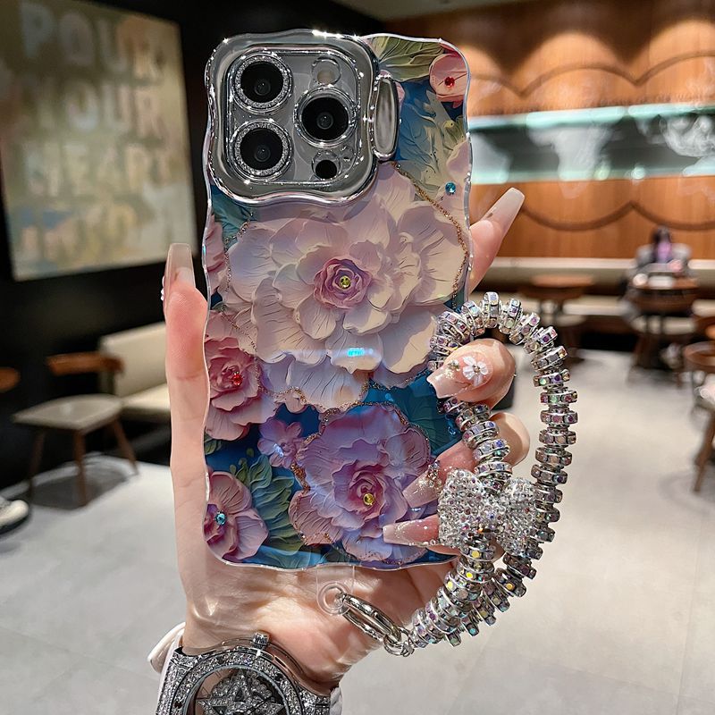 iPhone - Dreamy Flower Pattern Case With Bracelet