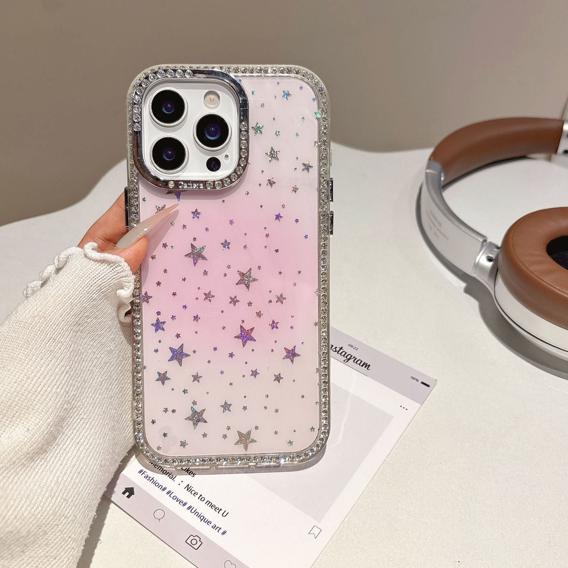 iPhone - Laser Star Case With Diamonds