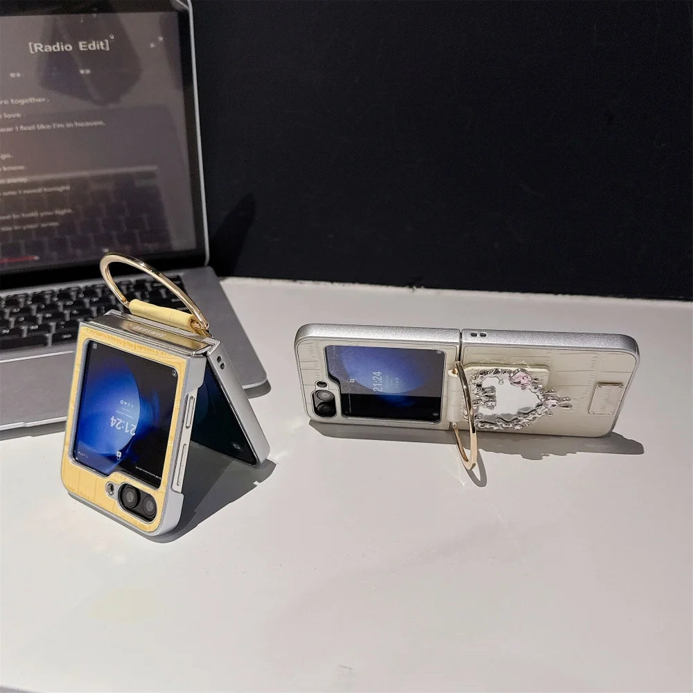 Galaxy Z Flip Series – Heart Mirror Ring Case