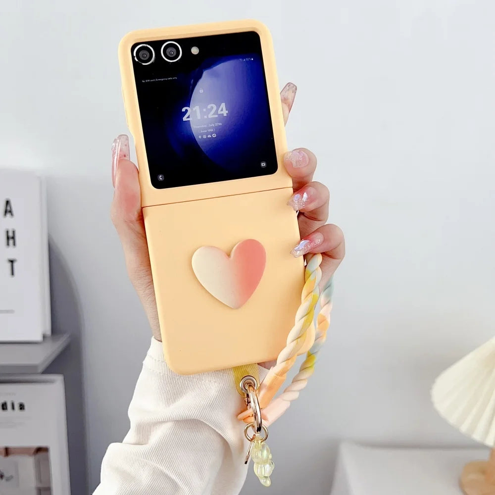 Galaxy Z Flip Series – 3D Heart Gradient Case With Lanyard