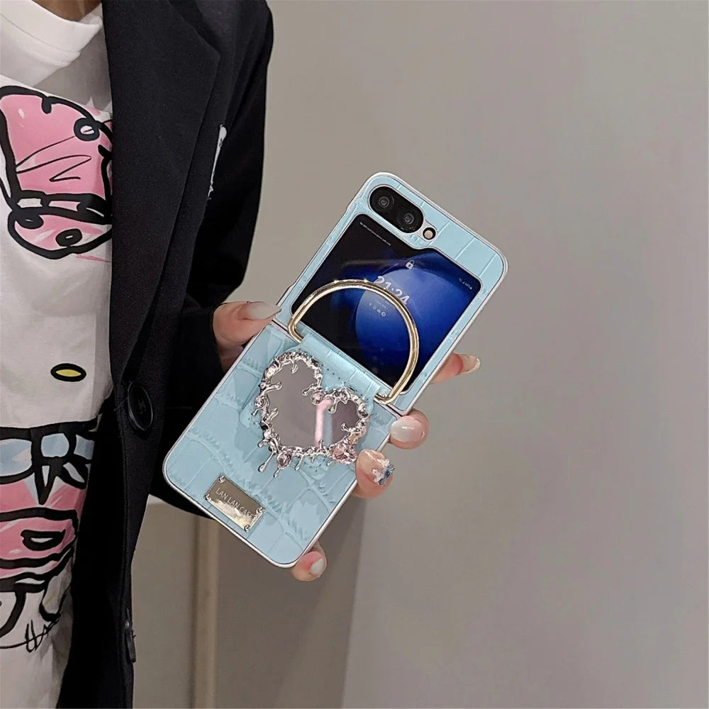 Galaxy Z Flip Series – Heart Mirror Ring Case