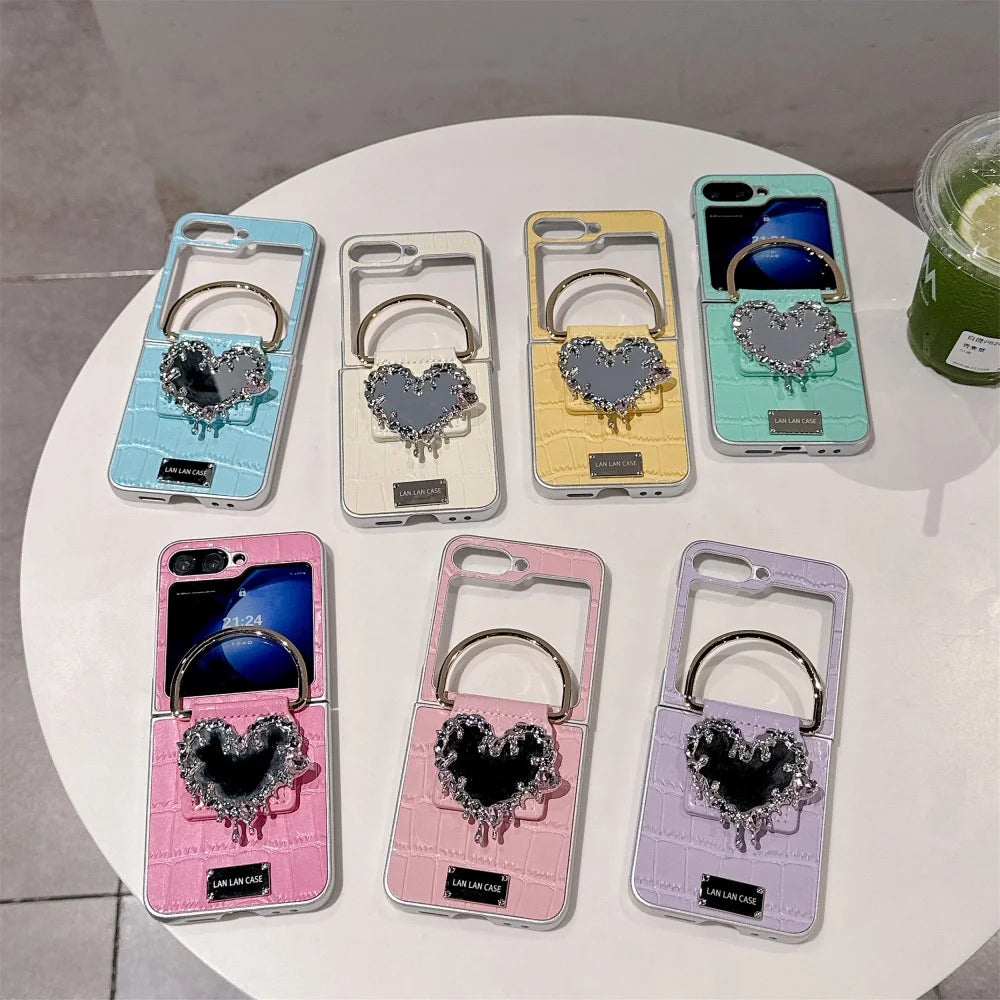 Galaxy Z Flip Series – Heart Mirror Ring Case