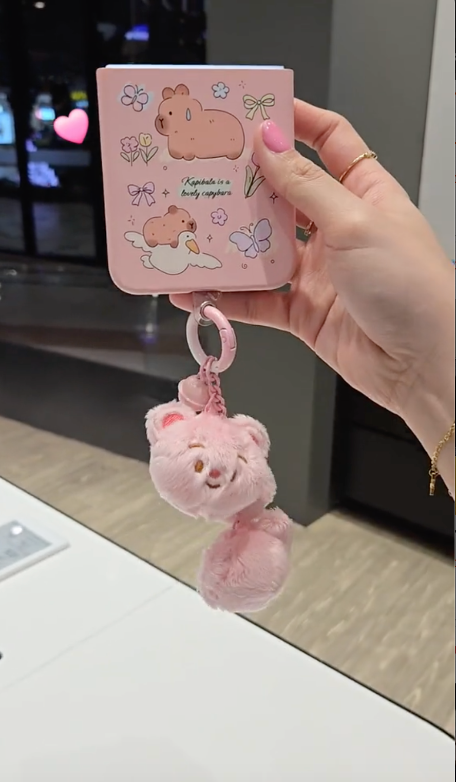 Galaxy Flip - Capybara Cartoon Case with Plush Keychain
