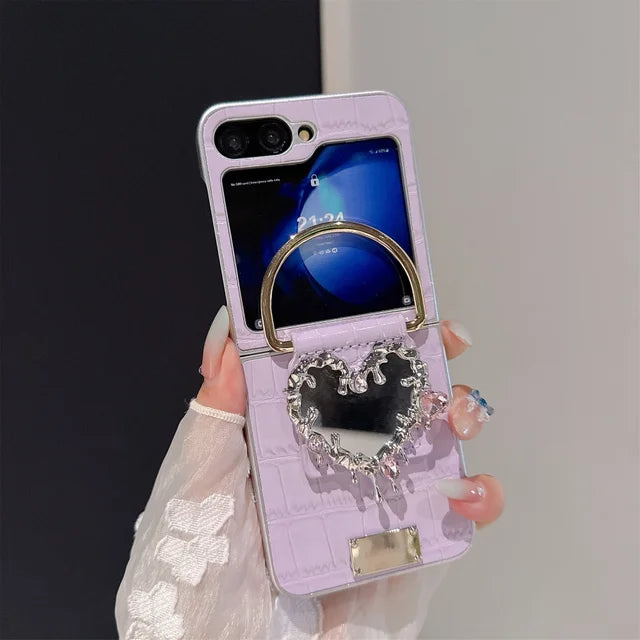 Galaxy Z Flip Series – Heart Mirror Ring Case