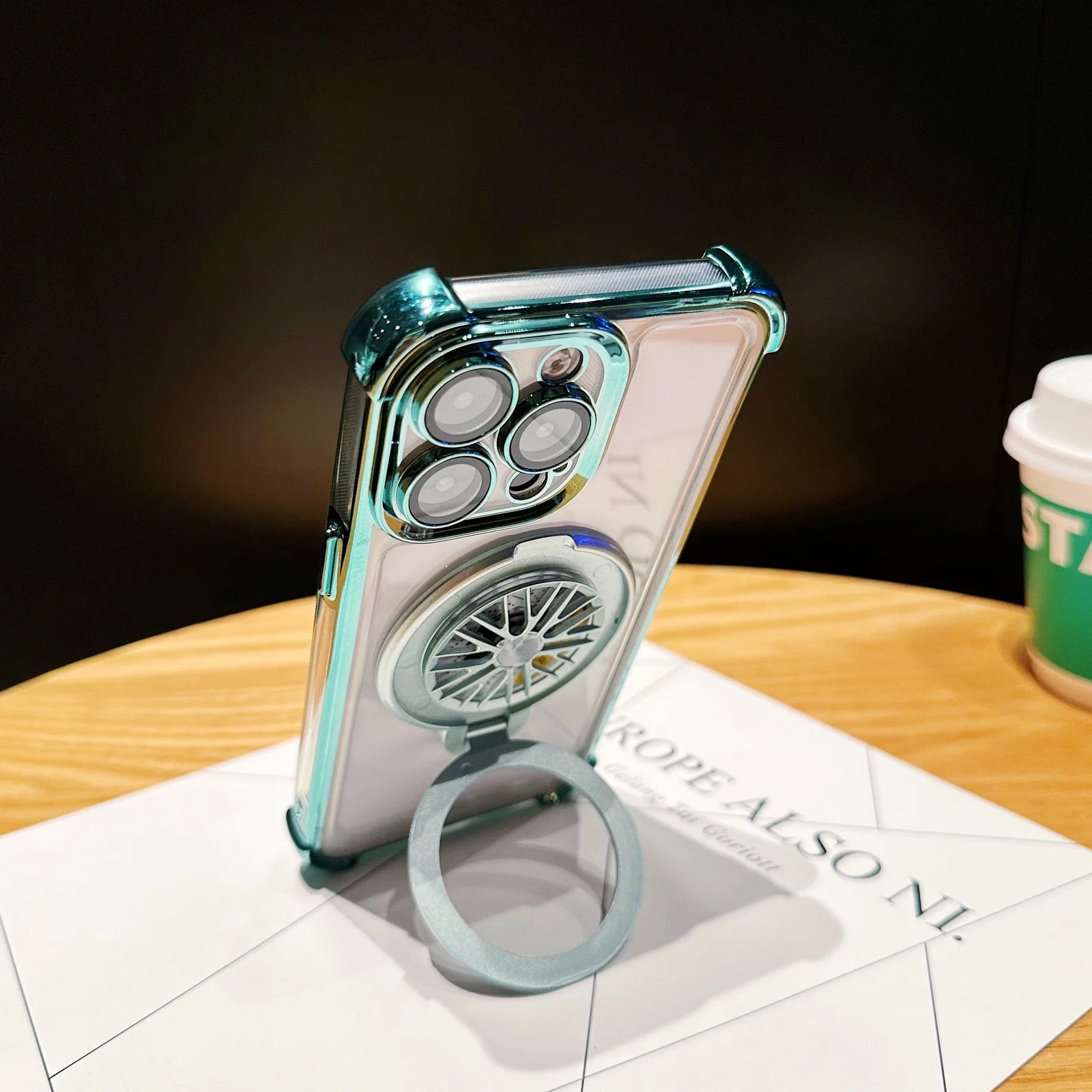 iPhone - Gyro Magnetic Stand Transparent Phone Case