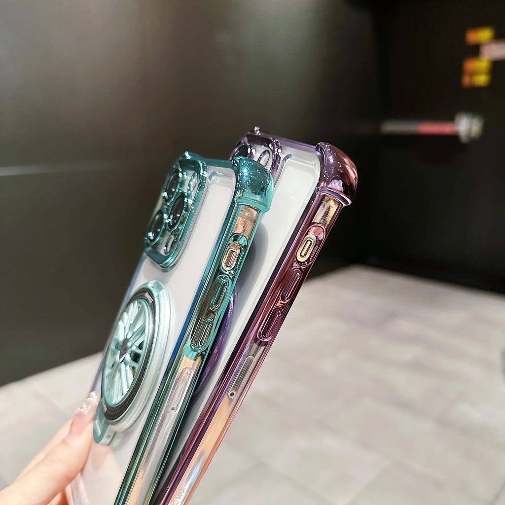 iPhone - Gyro Magnetic Stand Transparent Phone Case