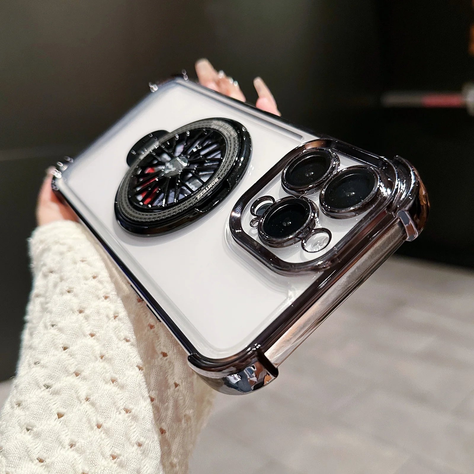 iPhone - Gyro Magnetic Stand Transparent Phone Case