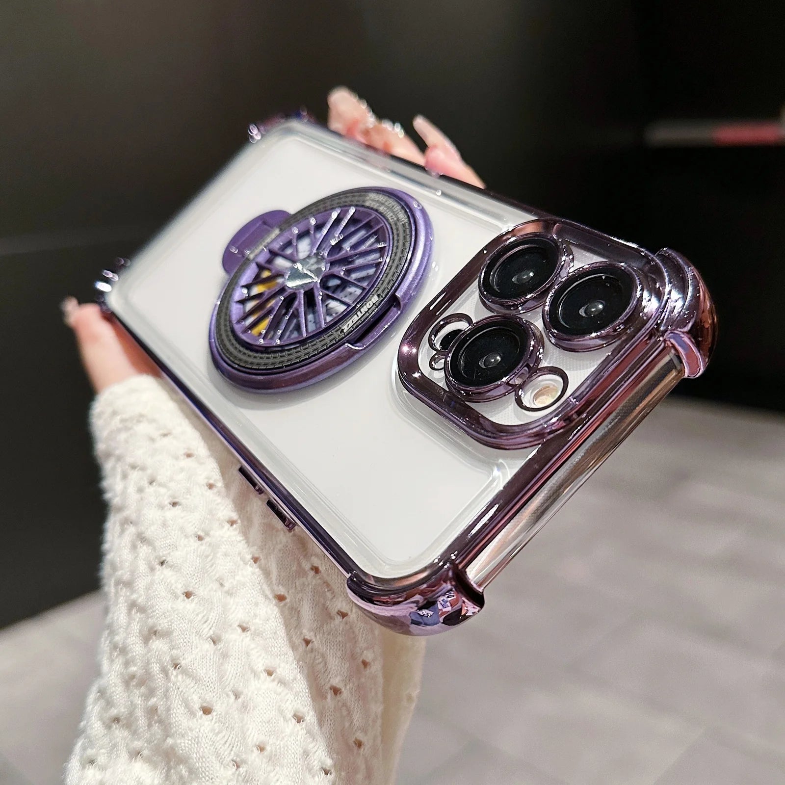 iPhone - Gyro Magnetic Stand Transparent Phone Case