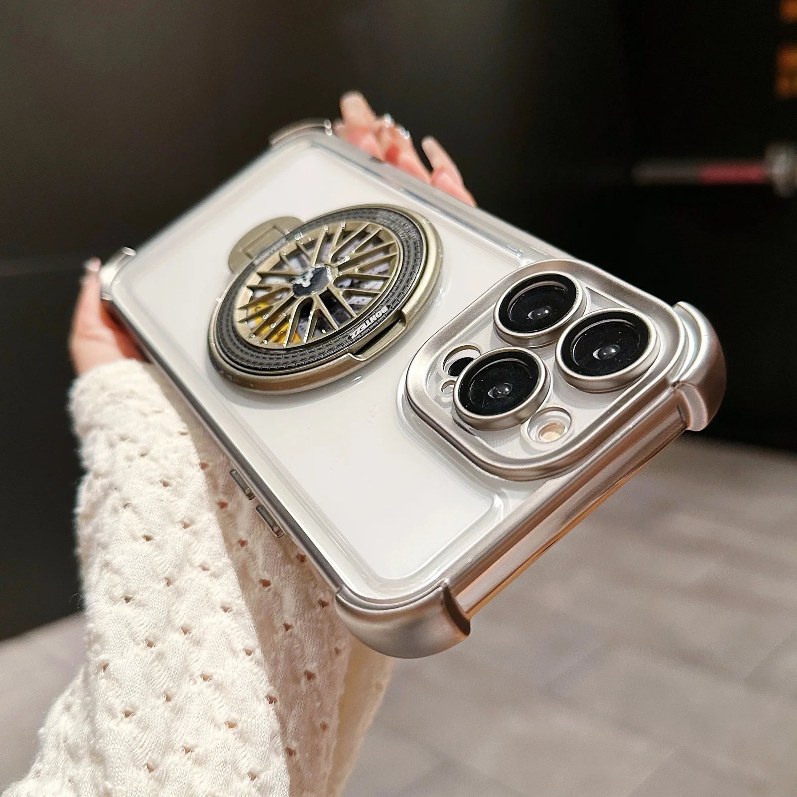 iPhone - Gyro Magnetic Stand Transparent Phone Case