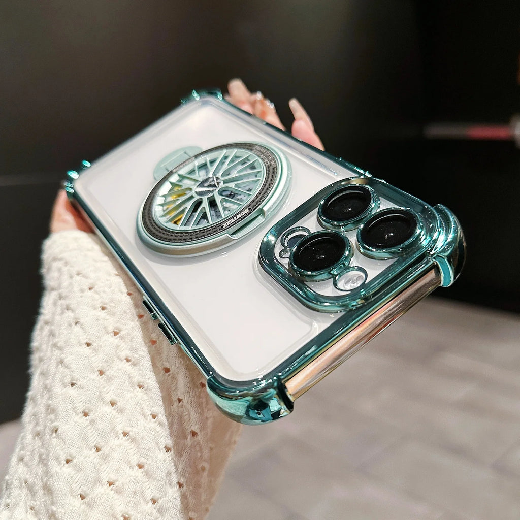iPhone - Gyro Magnetic Stand Transparent Phone Case